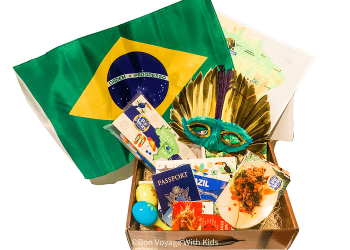 up and away adventures travel box subscription with brazil items