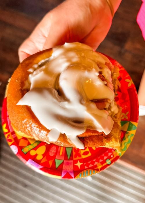 giant cinnamon roll from Gaston's Tavern