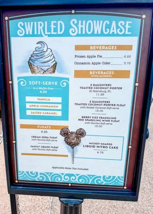 Swirled showcase sign